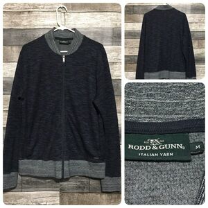 Rodd & Gunn Sweater Bomber Jacket Men’s M  Blue Full Zip Wool Blend